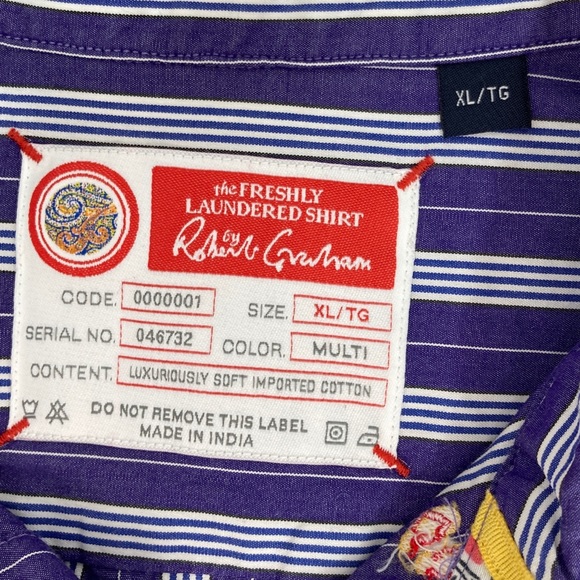 Robert Graham Freshly Laundered Shirt Embroidered Flip Flops Button Up Men’s XL - Picture 6 of 16